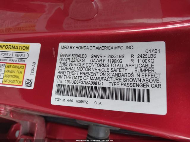 2021 ACURA TLX 19UUB6F37MA008131 Photo 8