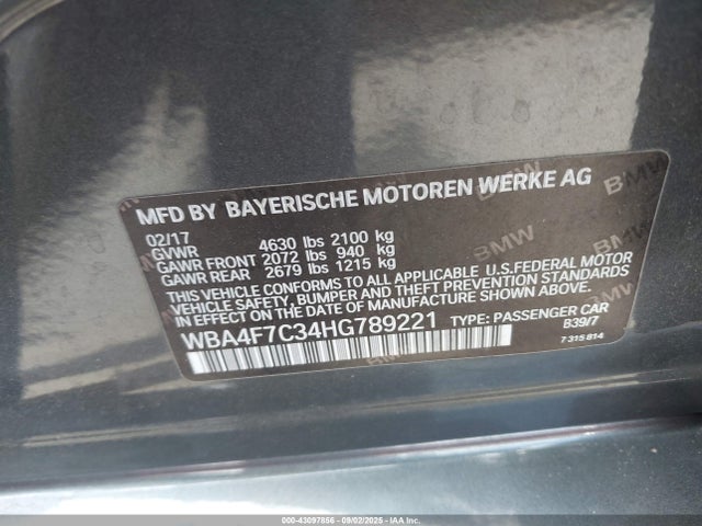 WBA4F7C34HG789221 BMW 430I