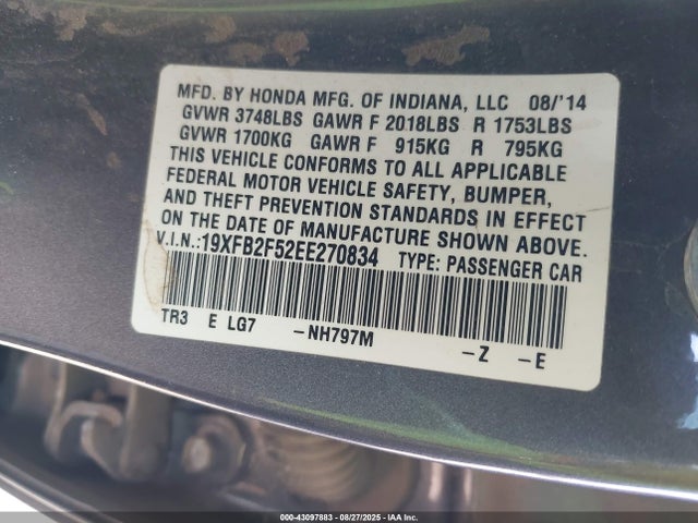 Honda r18z1 2014 19XFB2F52EE270834 Image 9