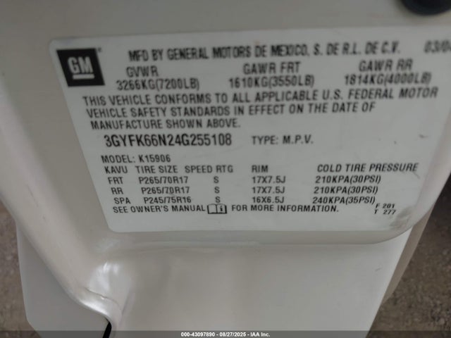 2004 CADILLAC ESCALADE ESV 3GYFK66N24G255108 Photo 8
