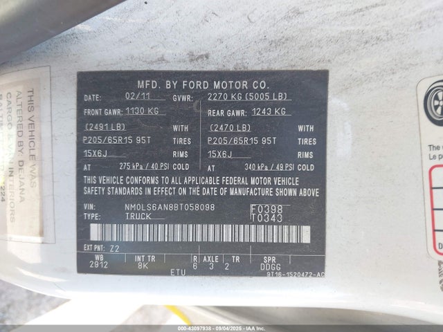 2011 FORD TRANSIT CONNECT NM0LS6AN8BT058098 Photo 8