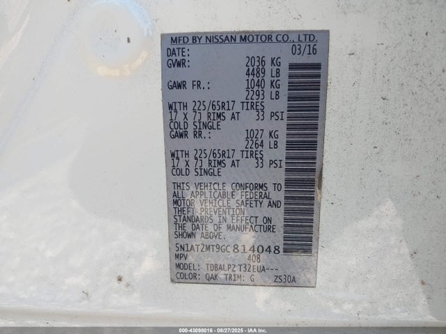 Nissan 2016 2016 5N1AT2MT9GC814048 Image 9