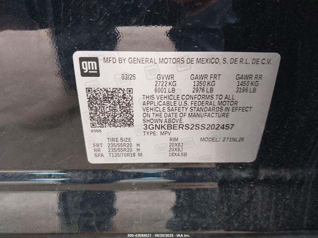 3GNKBERS2SS202457 Chevrolet lgx