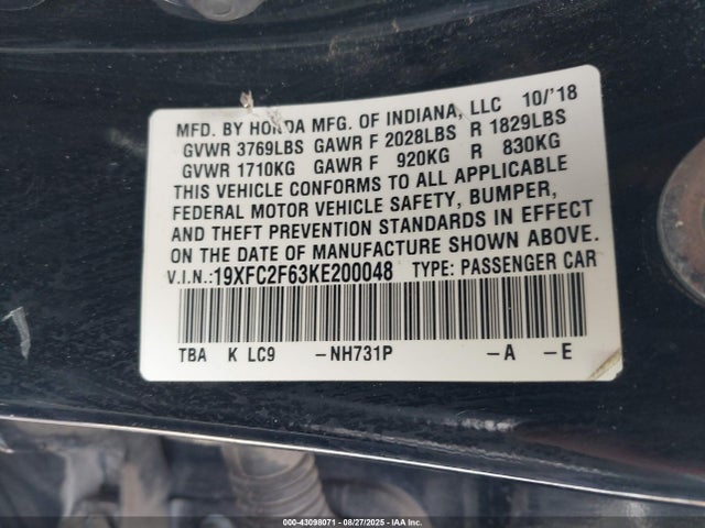 19XFC2F63KE200048 Honda k20c2