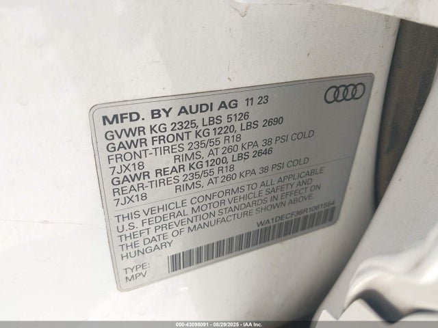 2024 AUDI Q3 WA1DECF36R1061554 Photo 8