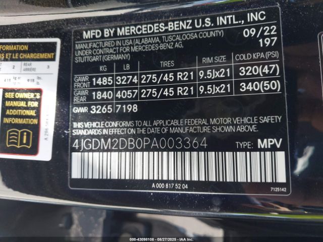 2023 MERCEDES-BENZ EQS 450+ SUV 4JGDM2DB0PA003364 Photo 8