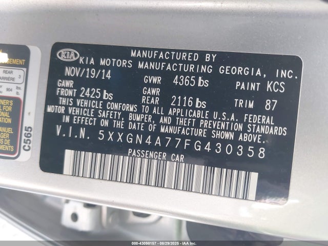 5XXGN4A77FG430358 KIA dohc gdi theta ii