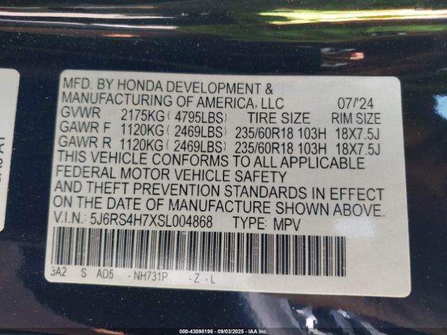 2025 HONDA CR-V 5J6RS4H7XSL004868 Photo 8