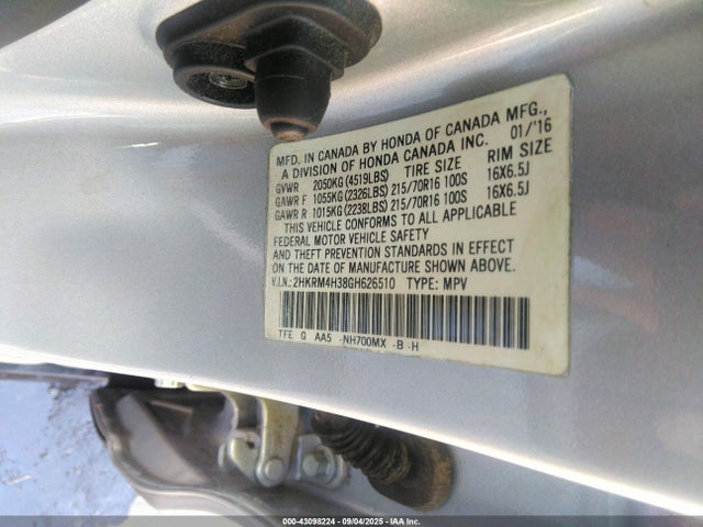 Honda k24w9 2016 2HKRM4H38GH626510 Image 9