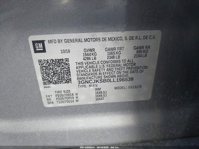 Chevrolet luv - mfi, variable valve timing, e85 max, alum 2020 3GNCJKSB0LL196539 Image 9