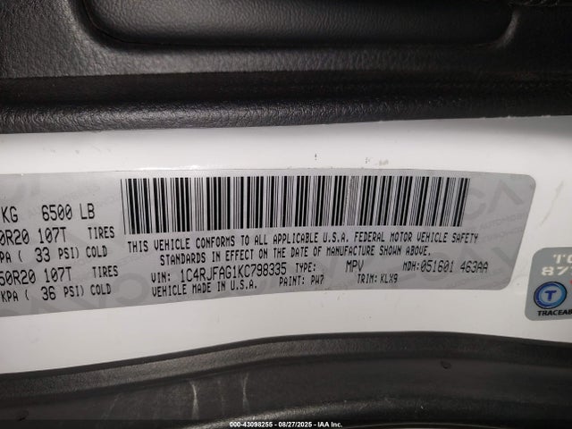 Jeep Grand Cherokee 2019 1C4RJFAG1KC798335 Image 9
