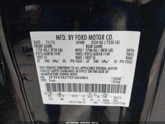 Ford 2014 2014 1FTFX1EF7EFA03863 Image 9