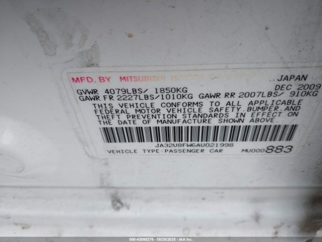 2010 MITSUBISHI LANCER JA32U8FW6AU021998 Photo 8