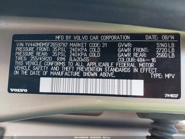 Volvo b4204t11 2015 YV440MDM5F2659787 Image 9