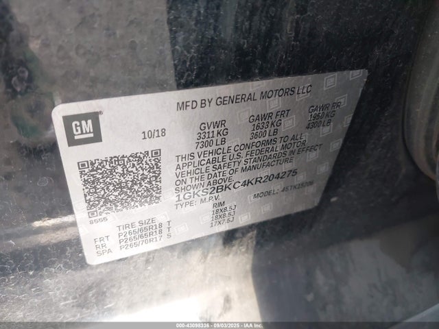GMC l83 - spark ignited direct injection, variable valve timing, afm, e85 max, alum 2019 1GKS2BKC4KR204275 Image 9
