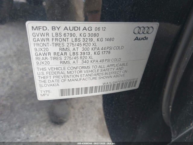 2013 AUDI Q7 WA1LGAFE5DD001512 Photo 8