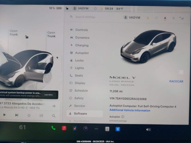 2024 TESLA MODEL Y 7SAYGDEE2RA323068 Photo 6