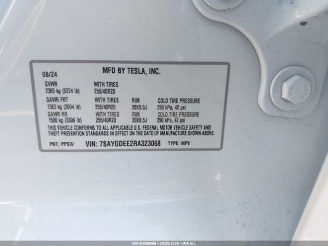 2024 TESLA MODEL Y 7SAYGDEE2RA323068 Photo 8