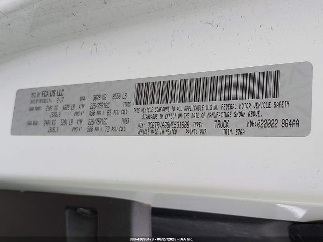 3C6TRVAG9HE531686 RAM 2017