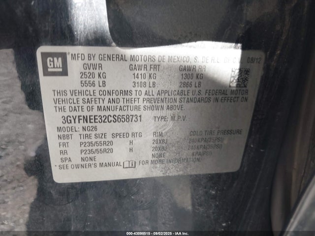 2012 CADILLAC SRX 3GYFNEE32CS658731 Photo 8