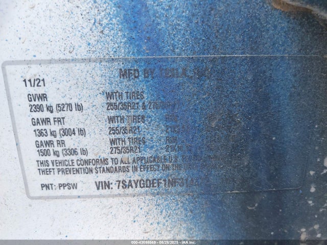 2022 TESLA MODEL Y 7SAYGDEF1NF314772 Photo 8