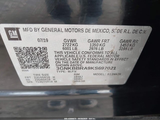 3GNKBBRA9KS697021 Chevrolet lcv
