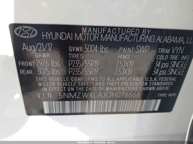 5NMZW4LAXJH076666 Hyundai t-gdi theta ii