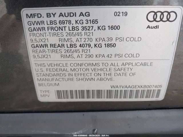 2019 AUDI E-TRON WA1VAAGEXKB007405 Photo 8