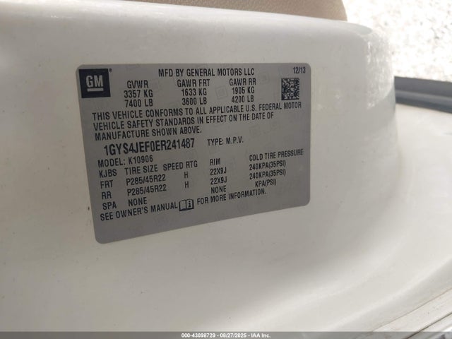 2014 CADILLAC ESCALADE ESV 1GYS4JEF0ER241487 Photo 8