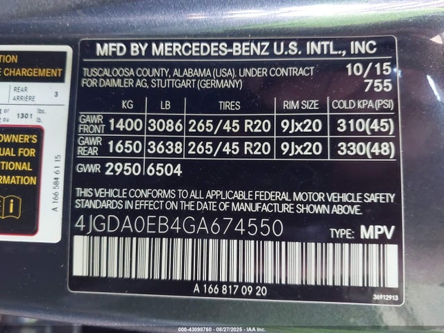 Mercedes-Benz om651 2016 4JGDA0EB4GA674550 Image 9