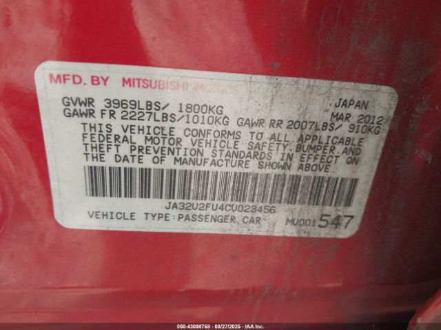 2012 MITSUBISHI LANCER JA32U2FU4CU023456 Photo 8