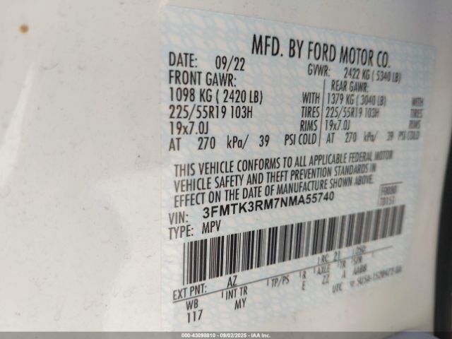 2022 FORD MUSTANG MACH-E 3FMTK3RM7NMA55740 Photo 8