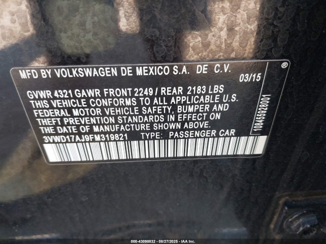 3VWD17AJ9FM319821 Volkswagen 1.8t