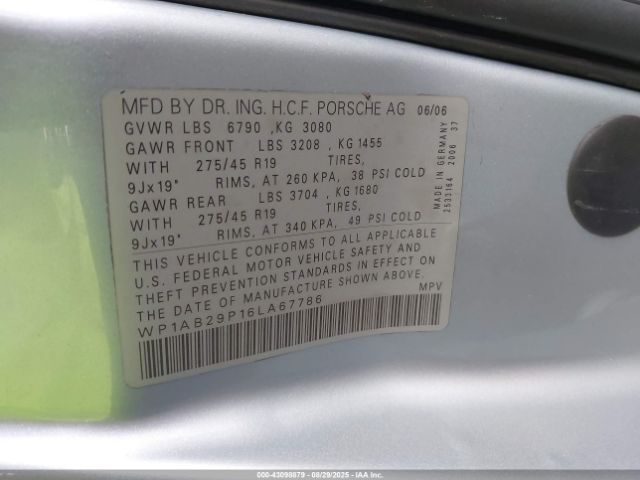 2006 PORSCHE CAYENNE WP1AB29P16LA67786 Photo 8