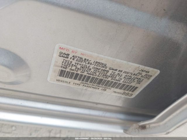 2009 MITSUBISHI LANCER JA3AU16U39U022331 Photo 8