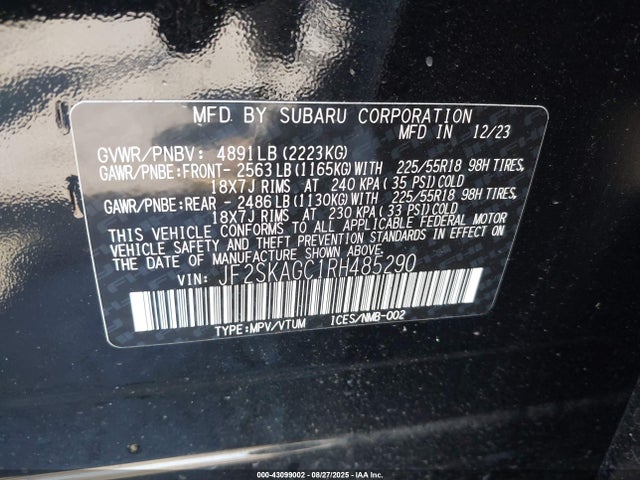 Subaru na u5 2024 JF2SKAGC1RH485290 Image 9