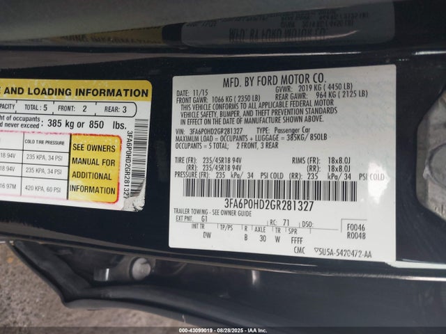 Ford 2016 2016 3FA6P0HD2GR281327 Image 9