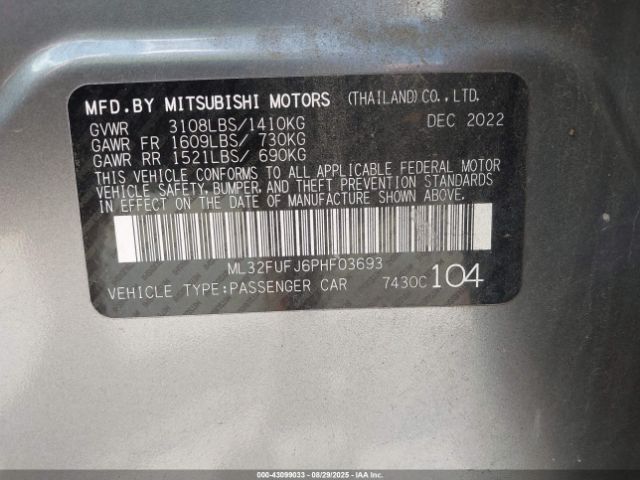2023 MITSUBISHI MIRAGE G4 ML32FUFJ6PHF03693 Photo 8
