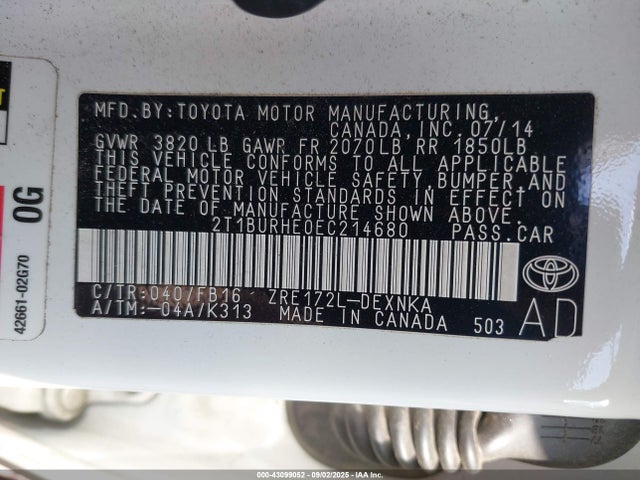 Toyota 2zr-fe 2014 2T1BURHE0EC214680 Image 9