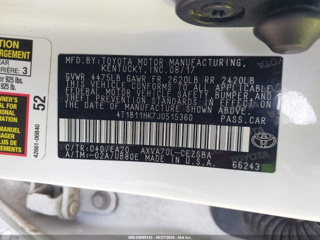 4T1B11HK7JU515360 Toyota a25a-fks