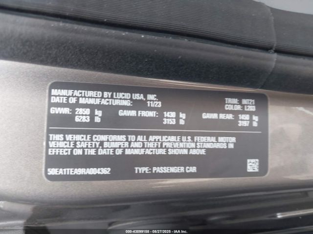 2024 LUCID AIR 50EA1TEA9RA004362 Photo 8