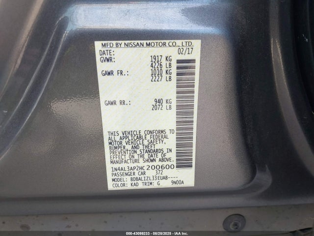 1N4AL3AP2HC200600 Nissan 2017