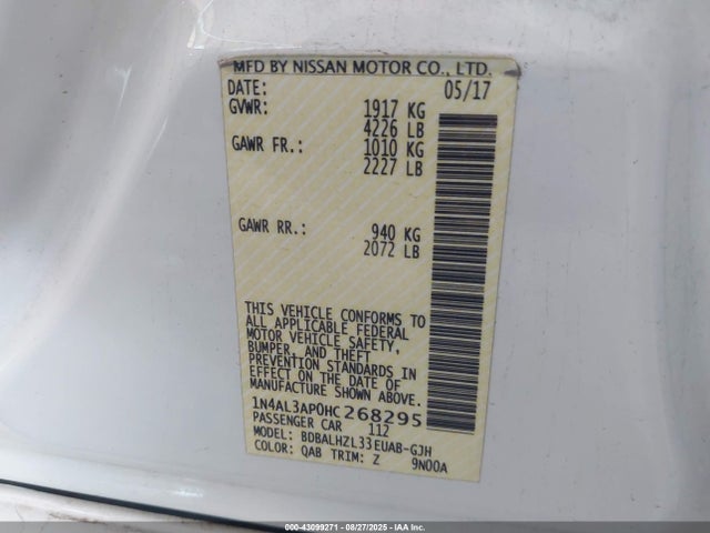 1N4AL3AP0HC268295 Nissan Altima
