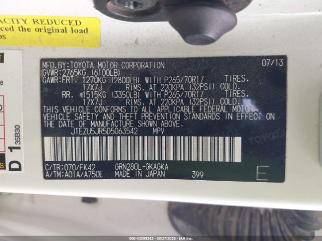 2013 TOYOTA 4RUNNER JTEZU5JR5D5063542 Photo 8