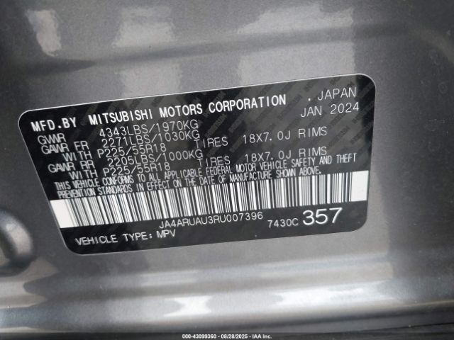 2024 MITSUBISHI OUTLANDER SPORT JA4ARUAU3RU007396 Photo 8