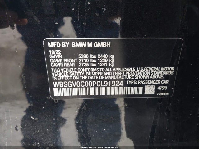 WBSGV0C00PCL91924 BMW M8