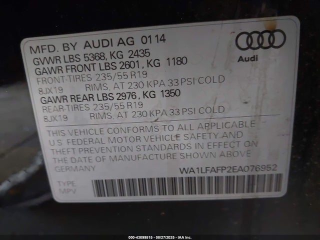 2014 AUDI Q5 WA1LFAFP2EA076952 Photo 8