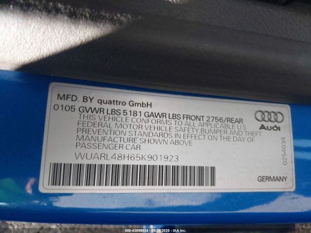 2005 AUDI S4 WUARL48H65K901923 Photo 8