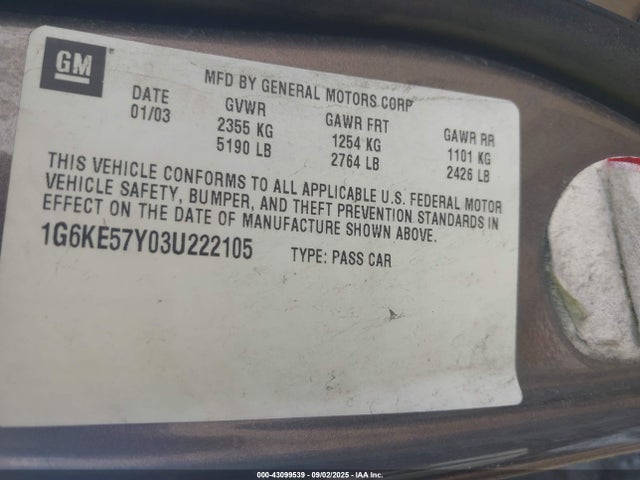 2003 CADILLAC DEVILLE 1G6KE57Y03U222105 Photo 8