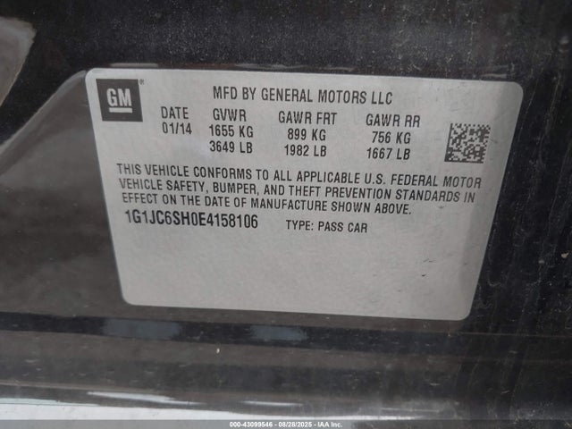 1G1JC6SH0E4158106 Chevrolet luw